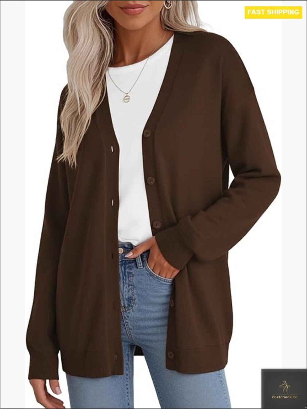 Oversized V-Neck Cardigan Cute Funny Christmas Festive Long Sleeve Knitwear